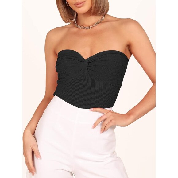 Women’s Knit Tube Top Strapless Crop Basic Tank Summer Vacation Casual - Picture 6 of 9